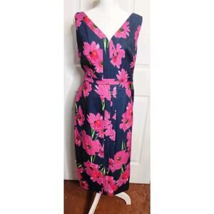 Trina Turk Womens 6‎ Floral Print Paneled Sheath Dress Purple Floral Sleeveless